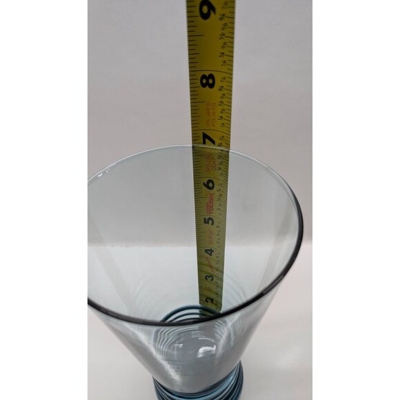 Libbey Nexus Blue Vintage Retro Glass Drinking Vessel Mid-Century Ribbed Base - Picture 10 of 13